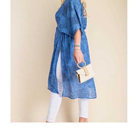 KIMONO FLORAL PRINT FABRIC DRAWSTRING WAIST XL - Picture 6 of 6